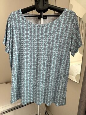 Jones New York  2X Collection Woman Light Blue Geometric Short Sleeve Tee